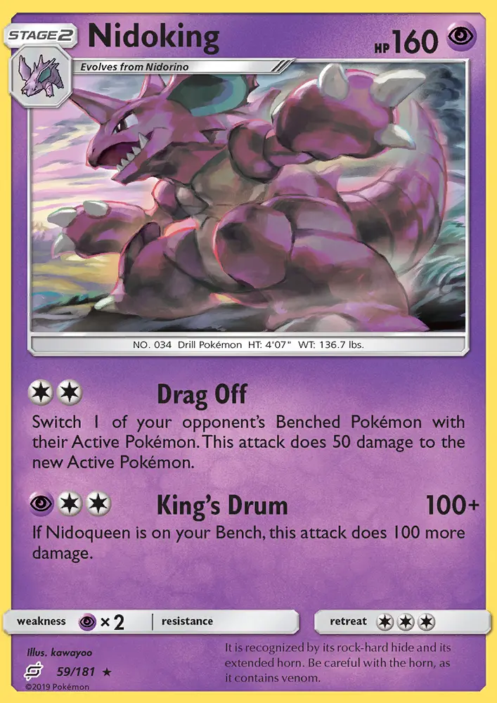Nidoking Rare Pokemon card #59 from Team Up