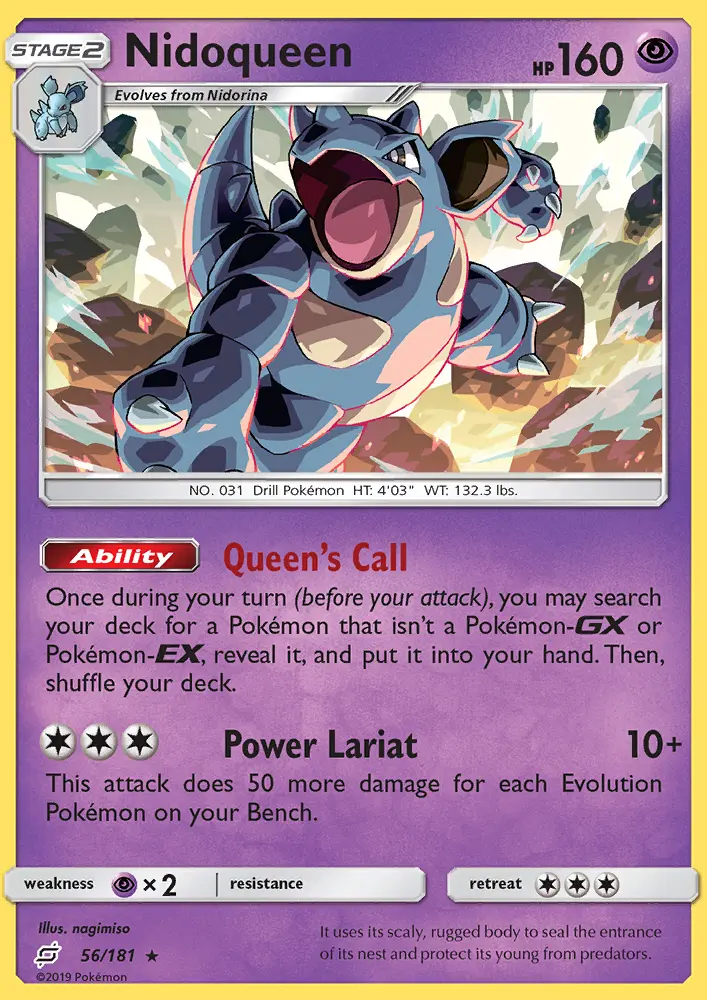 Nidoqueen Rare Pokemon card #56 from Team Up