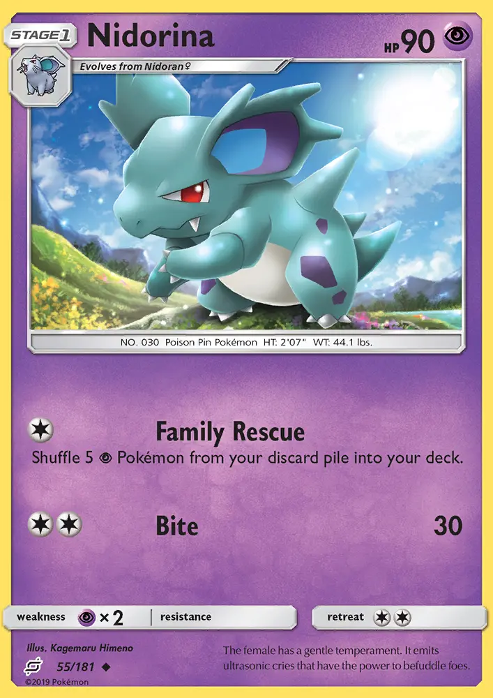 Nidorina Uncommon Pokemon card #55 from Team Up