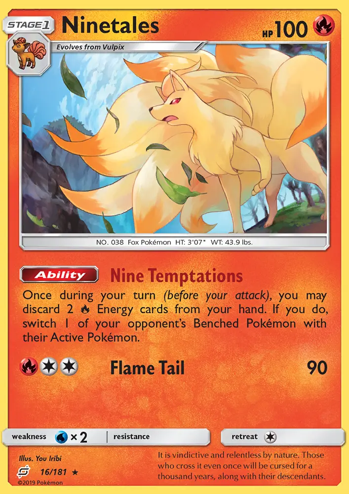 Ninetales Rare Pokemon card #16 from Team Up