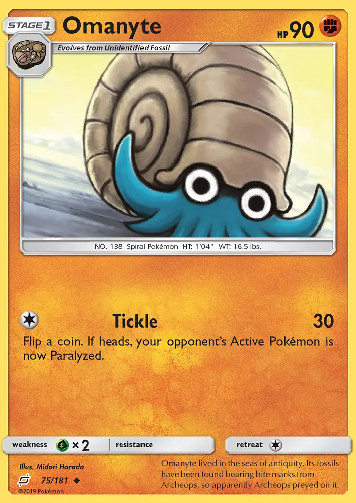 Omanyte Uncommon Pokemon card #75 from Team Up