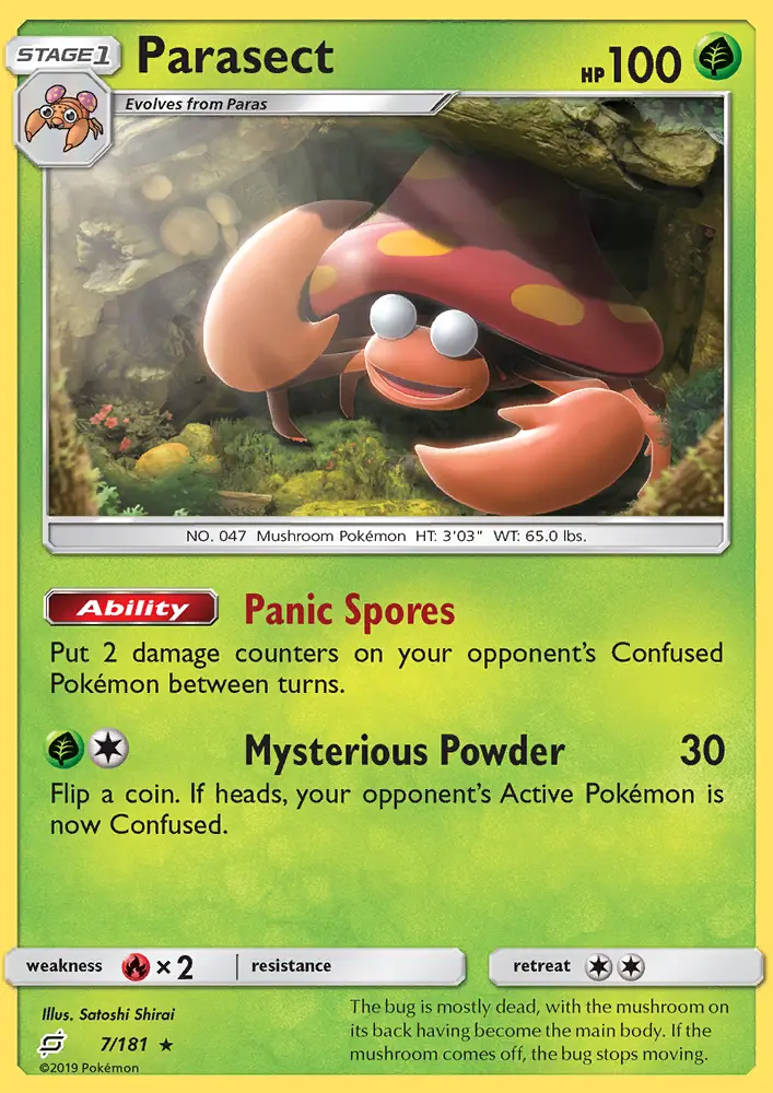Parasect Rare Pokemon card #7 from Team Up