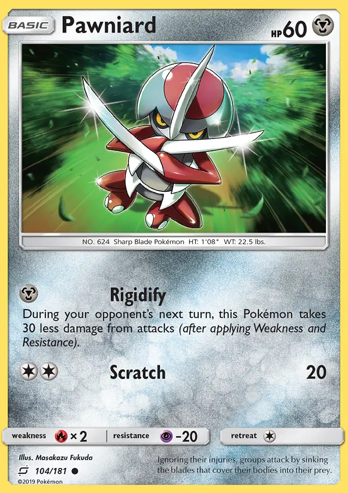 Pawniard Common Pokemon card #104 from Team Up