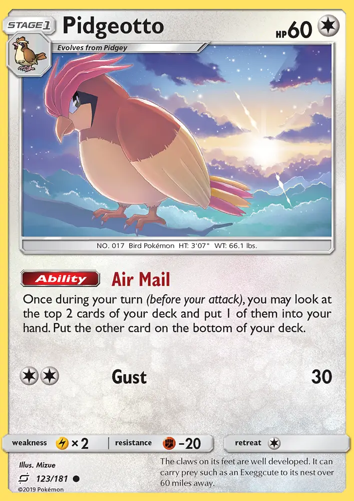 Pidgeotto Common Pokemon card #123 from Team Up