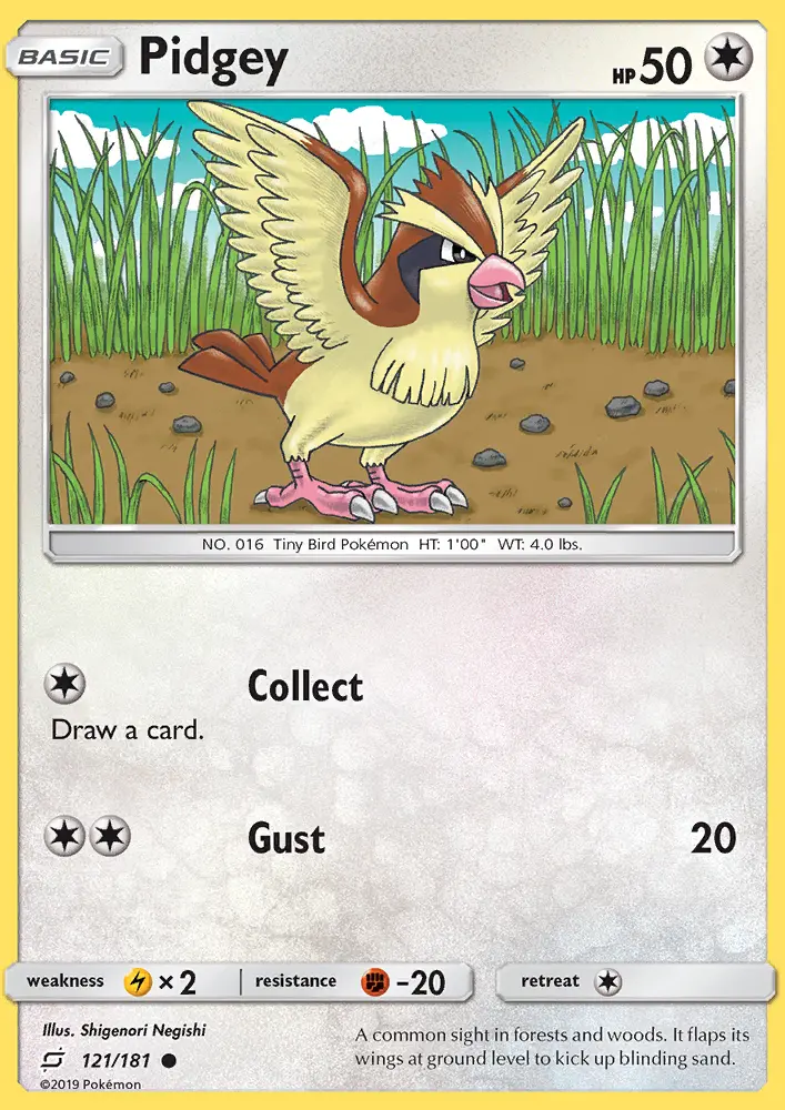 Pidgey Common Pokemon card #121 from Team Up