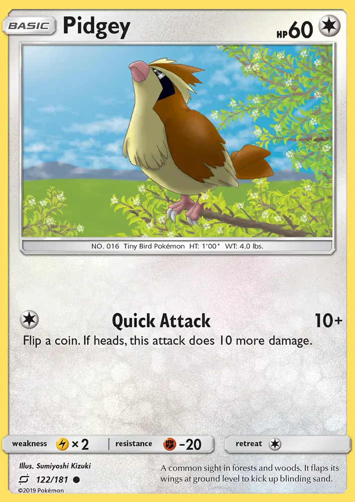 Pidgey Common Pokemon card #122 from Team Up