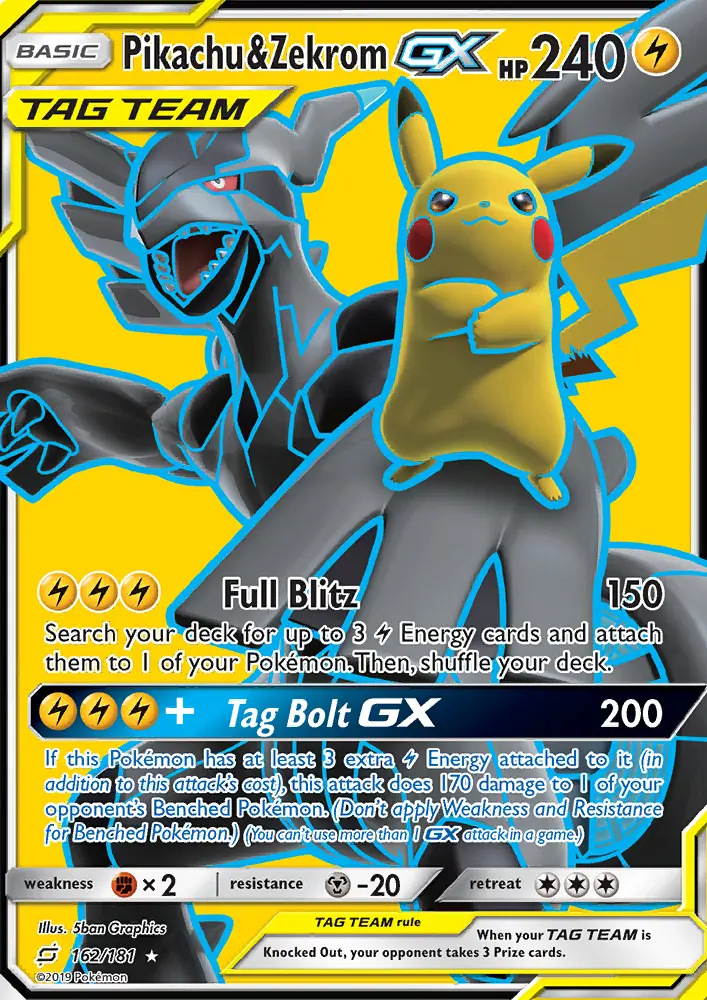 Pikachu & Zekrom GX Ultra Rare Pokemon card #162 from Team Up