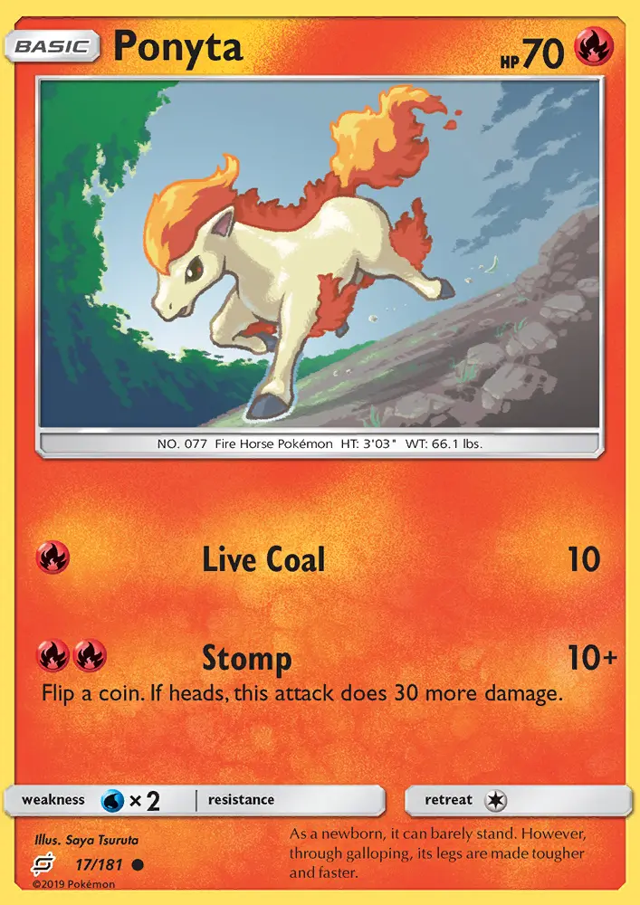Ponyta Common Pokemon card #17 from Team Up