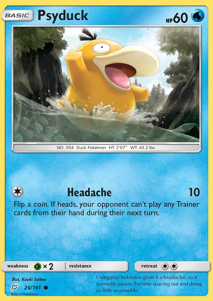 Psyduck Common Pokemon card #26 from Team Up