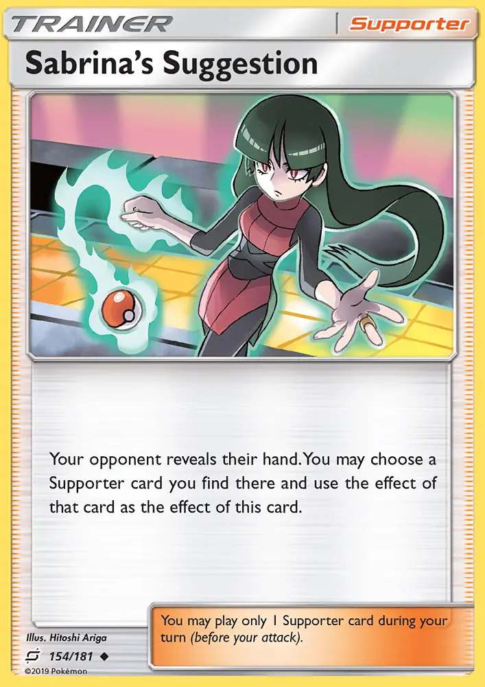 Sabrina’s Suggestion Uncommon Pokemon card #154 from Team Up