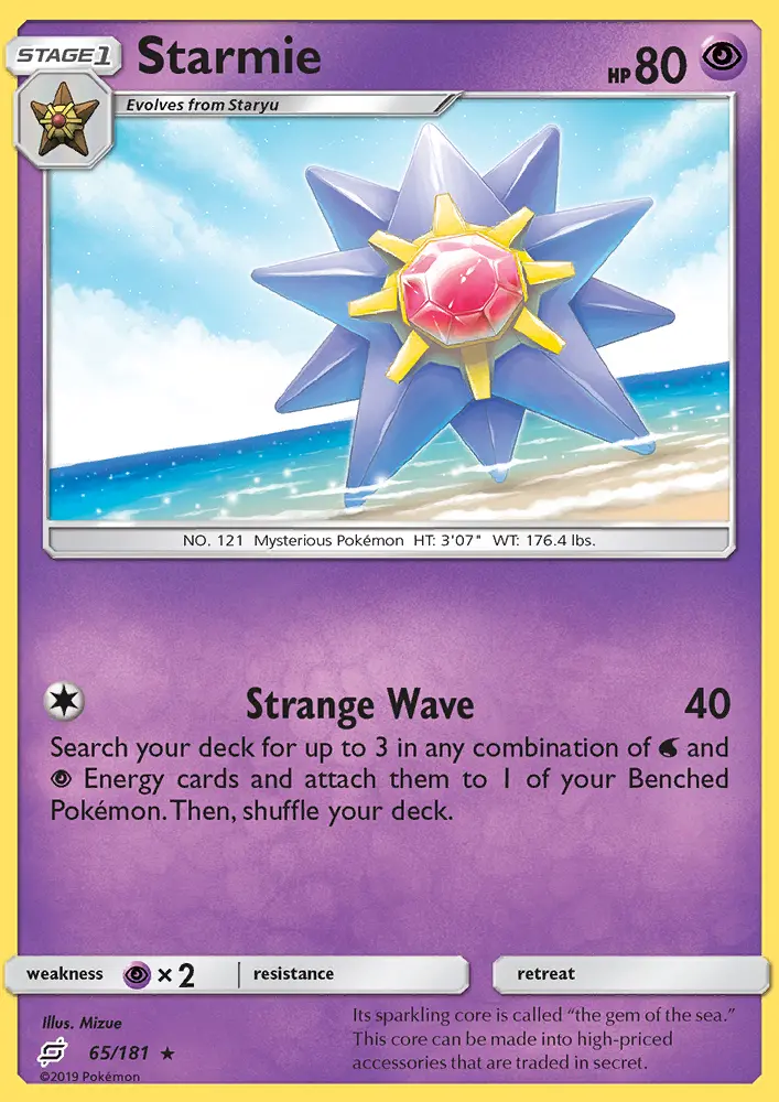 Starmie Rare Pokemon card #65 from Team Up