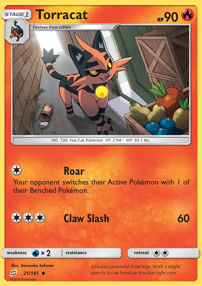 Torracat Uncommon Pokemon card #21 from Team Up