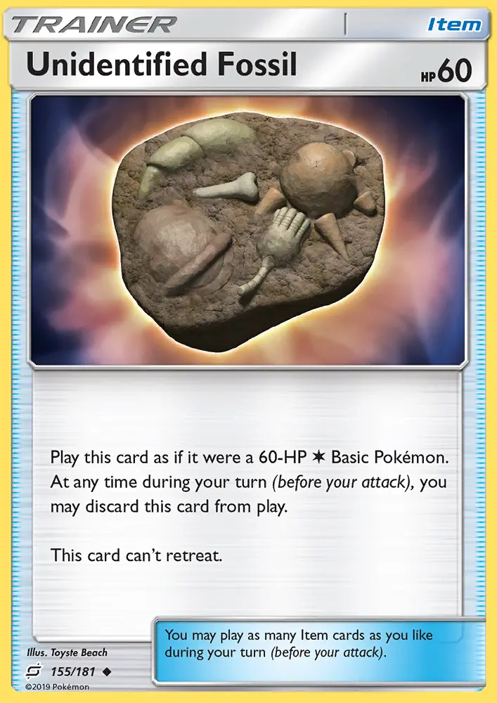 Unidentified Fossil Uncommon Pokemon card #155 from Team Up
