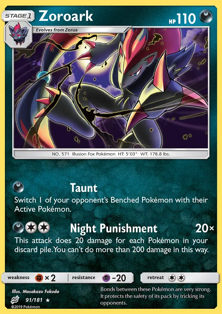 Zoroark Rare Pokemon card #91 from Team Up