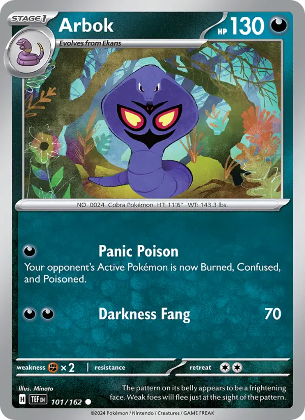 Arbok Common Pokemon card #101 from Temporal Forces
