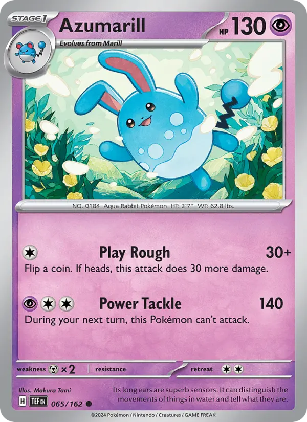 Azumarill Common Pokemon card #065 from Temporal Forces