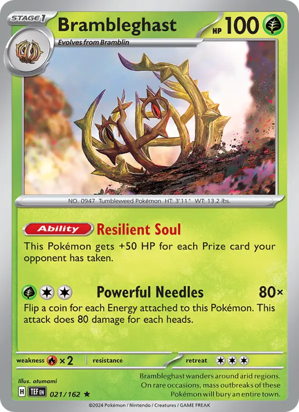 Brambleghast Rare Pokemon card #021 from Temporal Forces