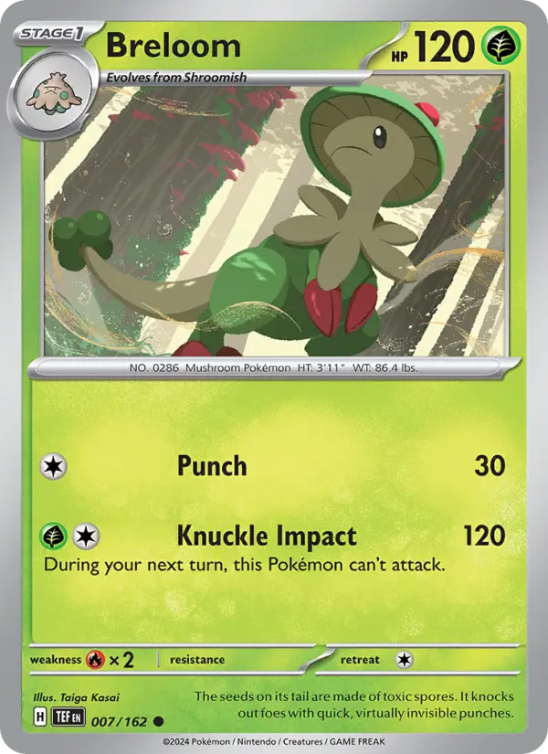 Breloom Common Pokemon card #007 from Temporal Forces