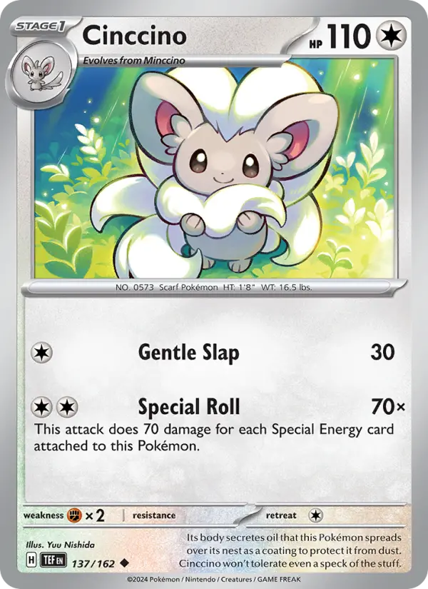 Cinccino Uncommon Pokemon card #137 from Temporal Forces