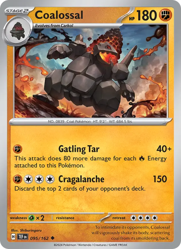 Coalossal Uncommon Pokemon card #095 from Temporal Forces
