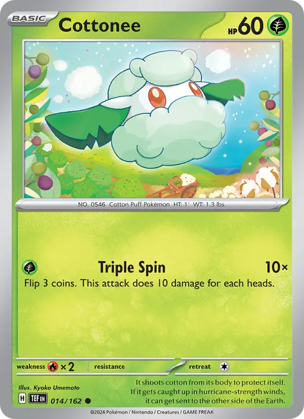 Cottonee Common Pokemon card #014 from Temporal Forces