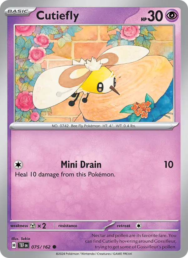 Cutiefly Common Pokemon card #075 from Temporal Forces