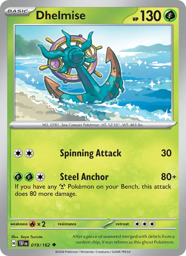 Dhelmise Uncommon Pokemon card #019 from Temporal Forces
