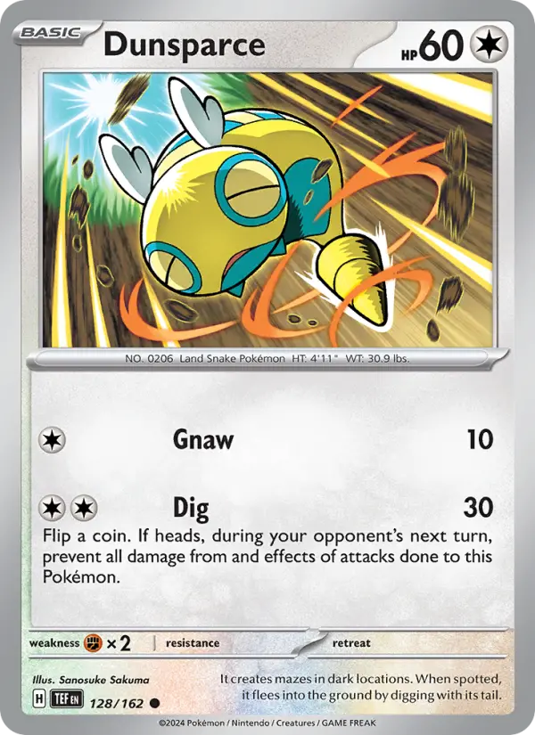 Dunsparce Common Pokemon card #128 from Temporal Forces