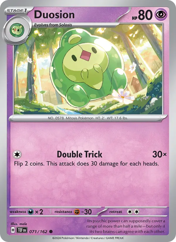 Duosion Common Pokemon card #071 from Temporal Forces