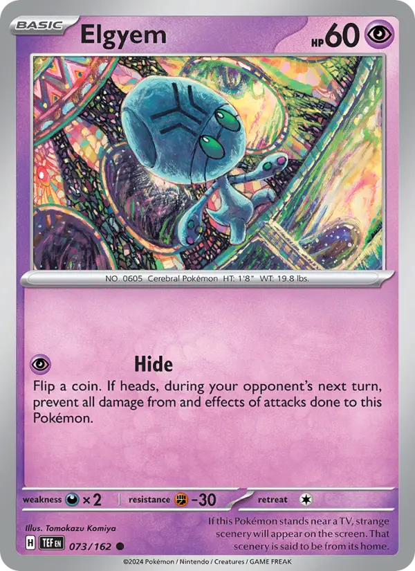 Elgyem Common Pokemon card #073 from Temporal Forces