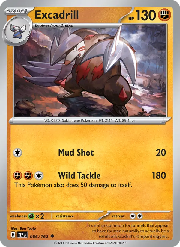 Excadrill Uncommon Pokemon card #086 from Temporal Forces