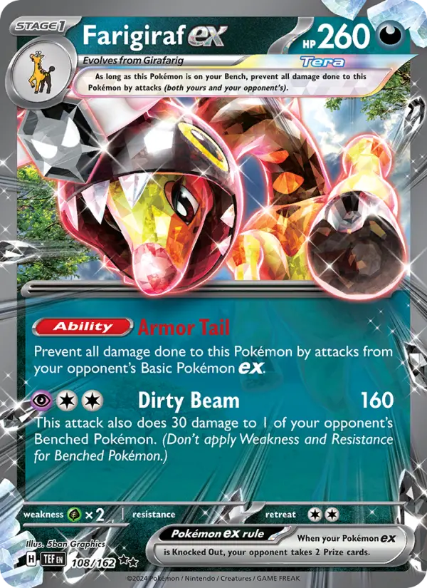 Farigiraf ex Double rare Pokemon card #108 from Temporal Forces