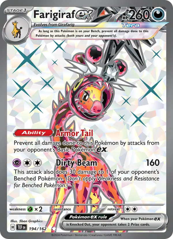 Farigiraf ex Ultra Rare Pokemon card #194 from Temporal Forces