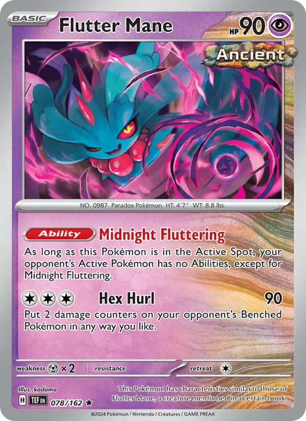 Flutter Mane Rare Pokemon card #078 from Temporal Forces