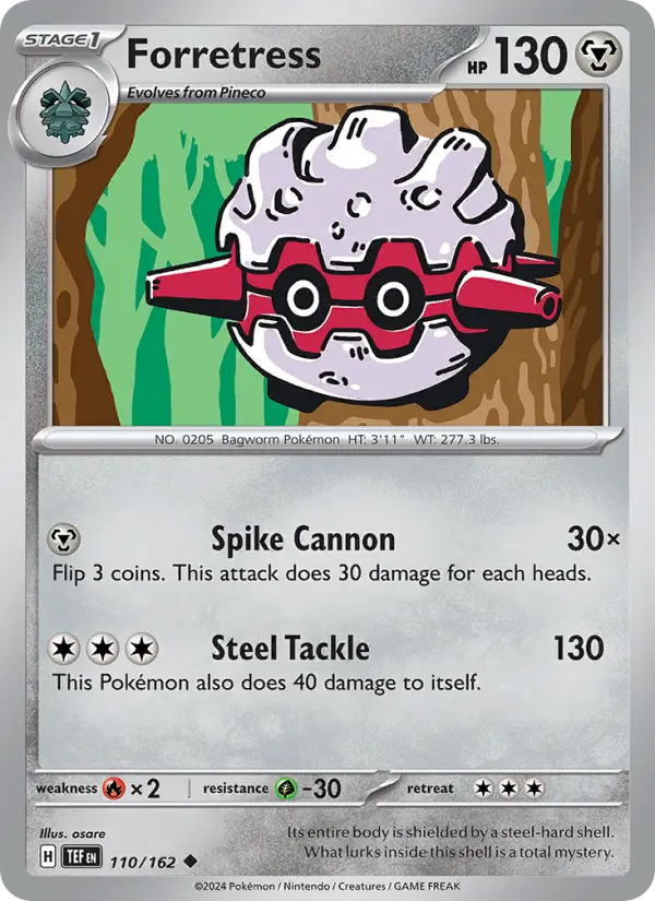 Forretress Uncommon Pokemon card #110 from Temporal Forces