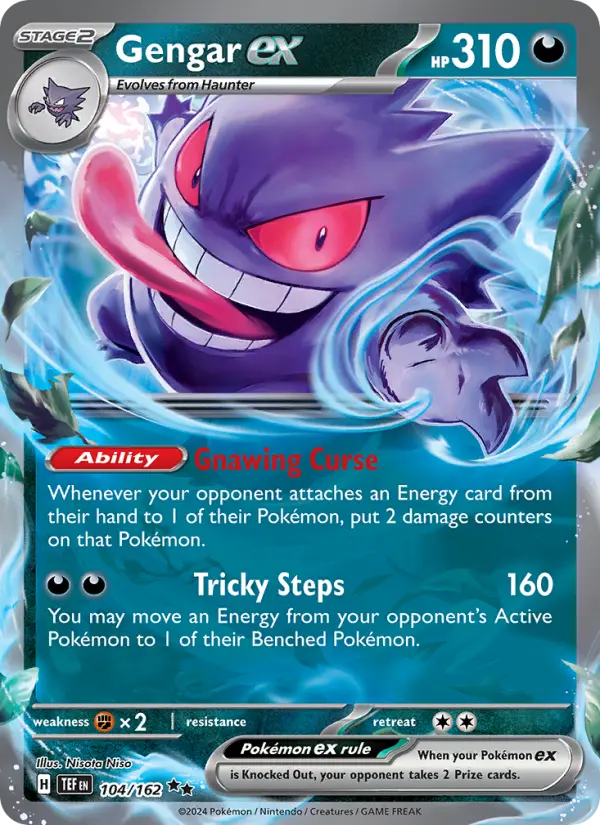 Gengar ex Double rare Pokemon card #104 from Temporal Forces