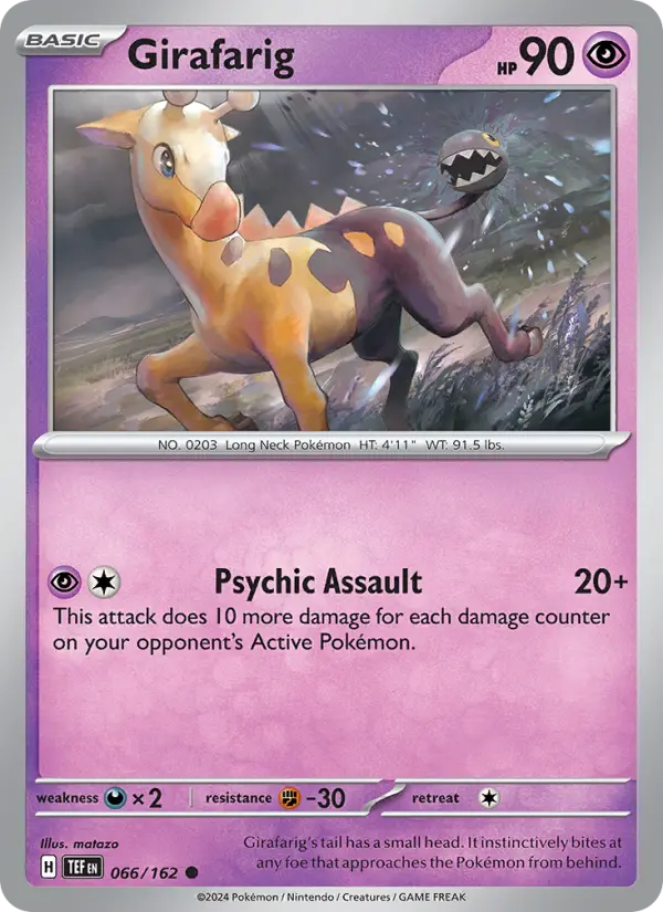 Girafarig Common Pokemon card #066 from Temporal Forces