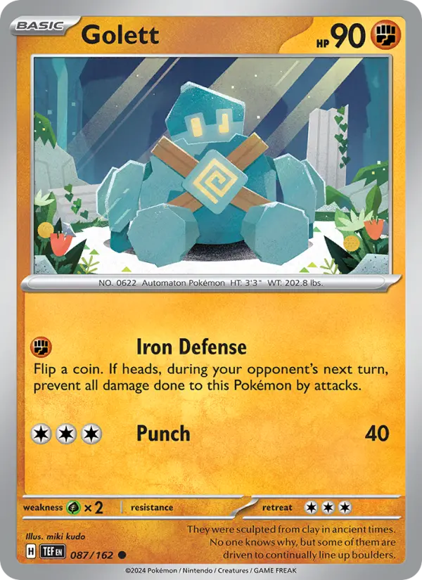 Golett Common Pokemon card #087 from Temporal Forces