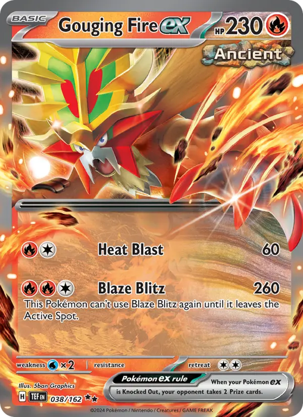 Gouging Fire ex Double rare Pokemon card #038 from Temporal Forces