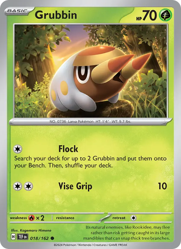 Grubbin Common Pokemon card #018 from Temporal Forces