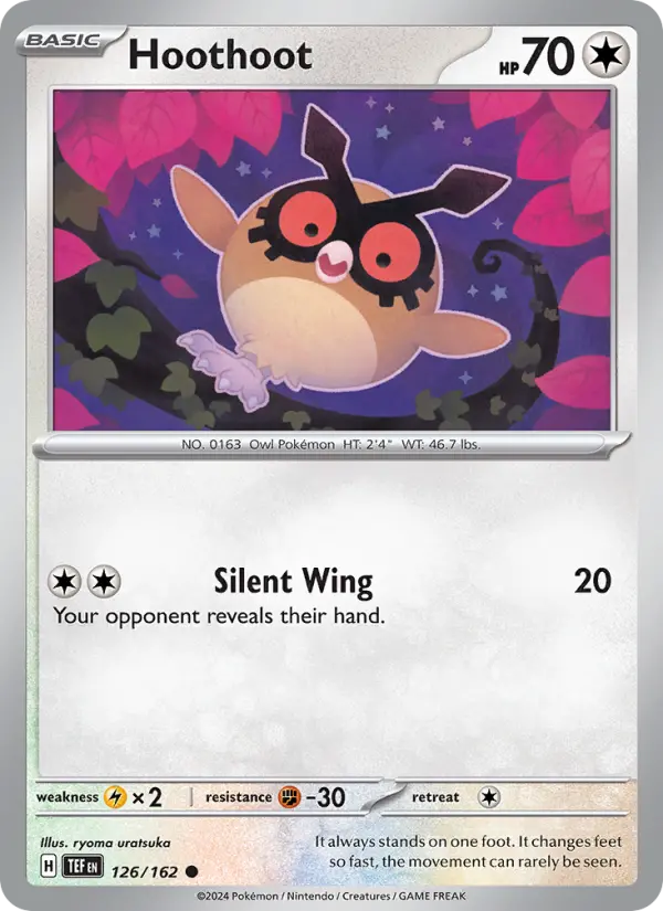 Hoothoot Common Pokemon card #126 from Temporal Forces