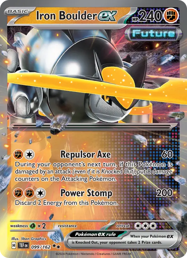 Iron Boulder ex Double rare Pokemon card #099 from Temporal Forces