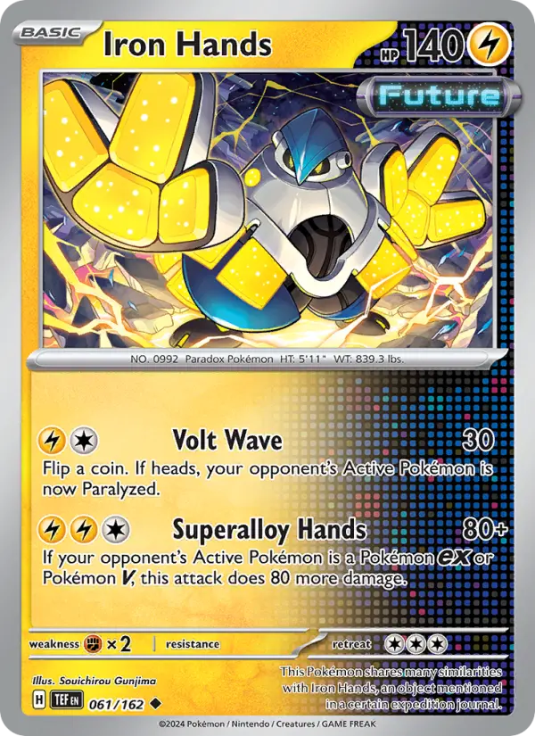 Iron Hands Uncommon Pokemon card #061 from Temporal Forces