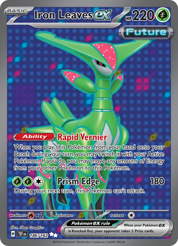 Iron Leaves ex Ultra Rare Pokemon card #186 from Temporal Forces