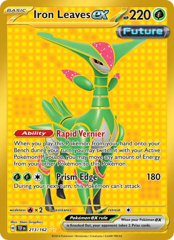 Iron Leaves ex Hyper rare Pokemon card #213 from Temporal Forces