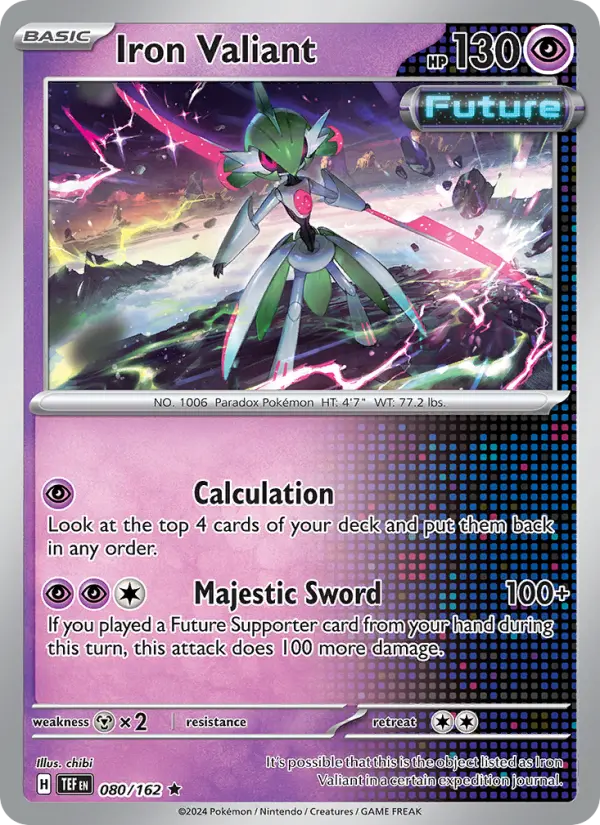 Iron Valiant Rare Pokemon card #080 from Temporal Forces