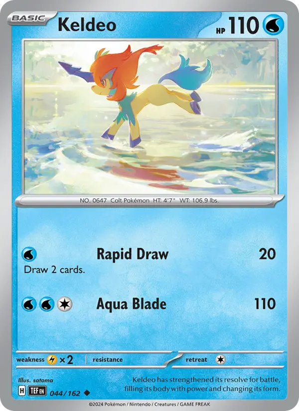 Keldeo Uncommon Pokemon card #044 from Temporal Forces