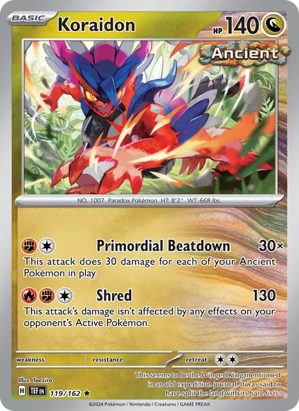 Koraidon Rare Pokemon card #119 from Temporal Forces