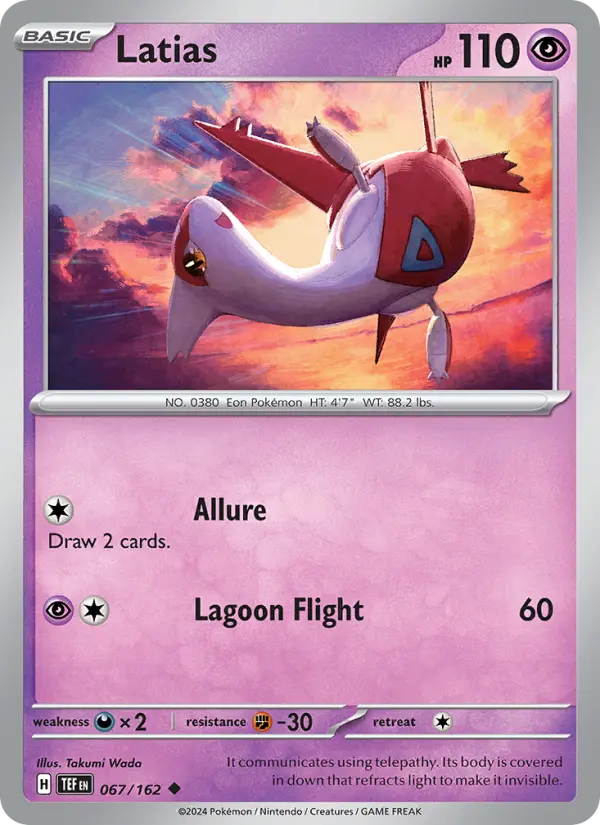 Latias Uncommon Pokemon card #067 from Temporal Forces