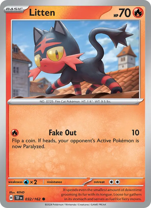 Litten Common Pokemon card #032 from Temporal Forces